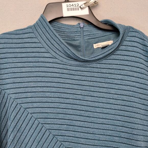 Cato Geometric Lines Blue Knit Midi Dress Plus Size 22/24W Lined Mock Neck - Picture 10 of 10